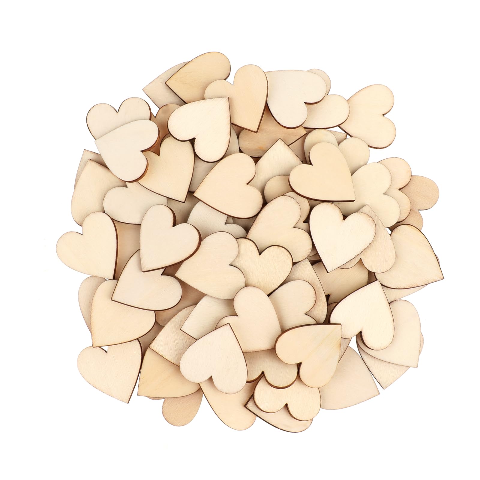 Hrlace 100 cuori in legno vuoti a forma di cuore in legno per il fai da te, decorazione di compleanno, 15 mm