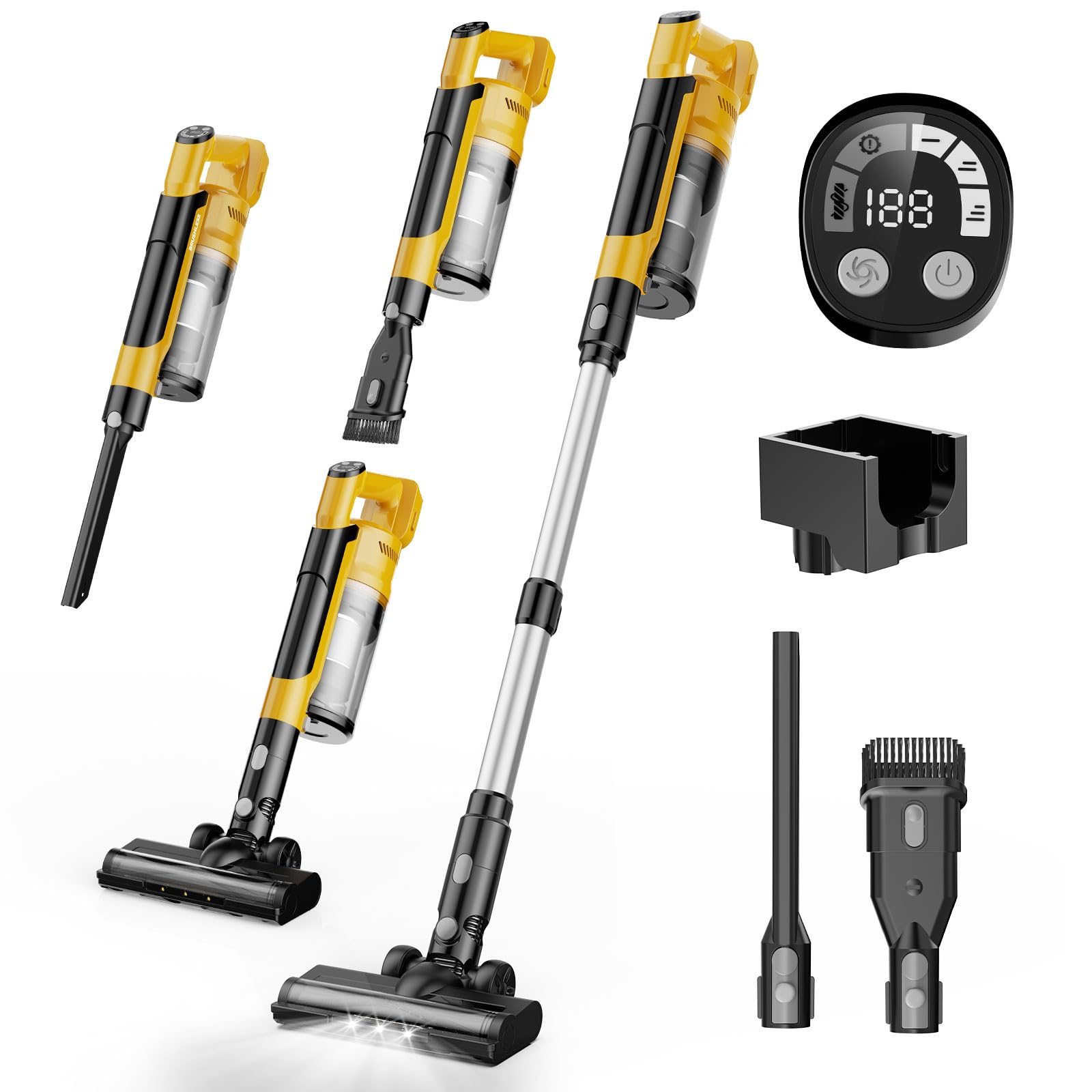 60KPa/700W/70Min Aspirapolvere Senza Fili compatibile per Batteria Dewalt 20V(batterie non incluse) Scopa Elettrica Senza Fili Verticale Antigroviglio con LED, per Pavimenti/Tappeti/Peli Animali