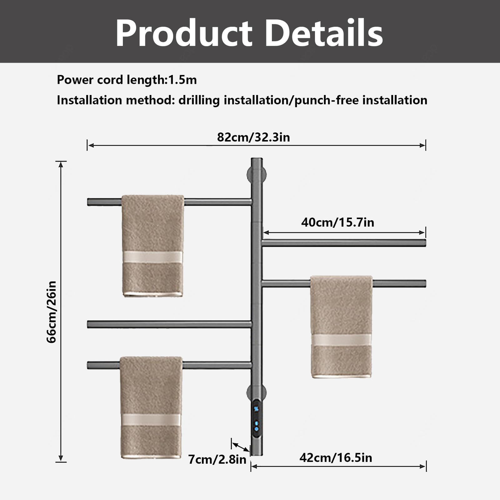 Amazon.co.jp: ヒーテッドタオルラック, 浴室用タオルヒーター 180