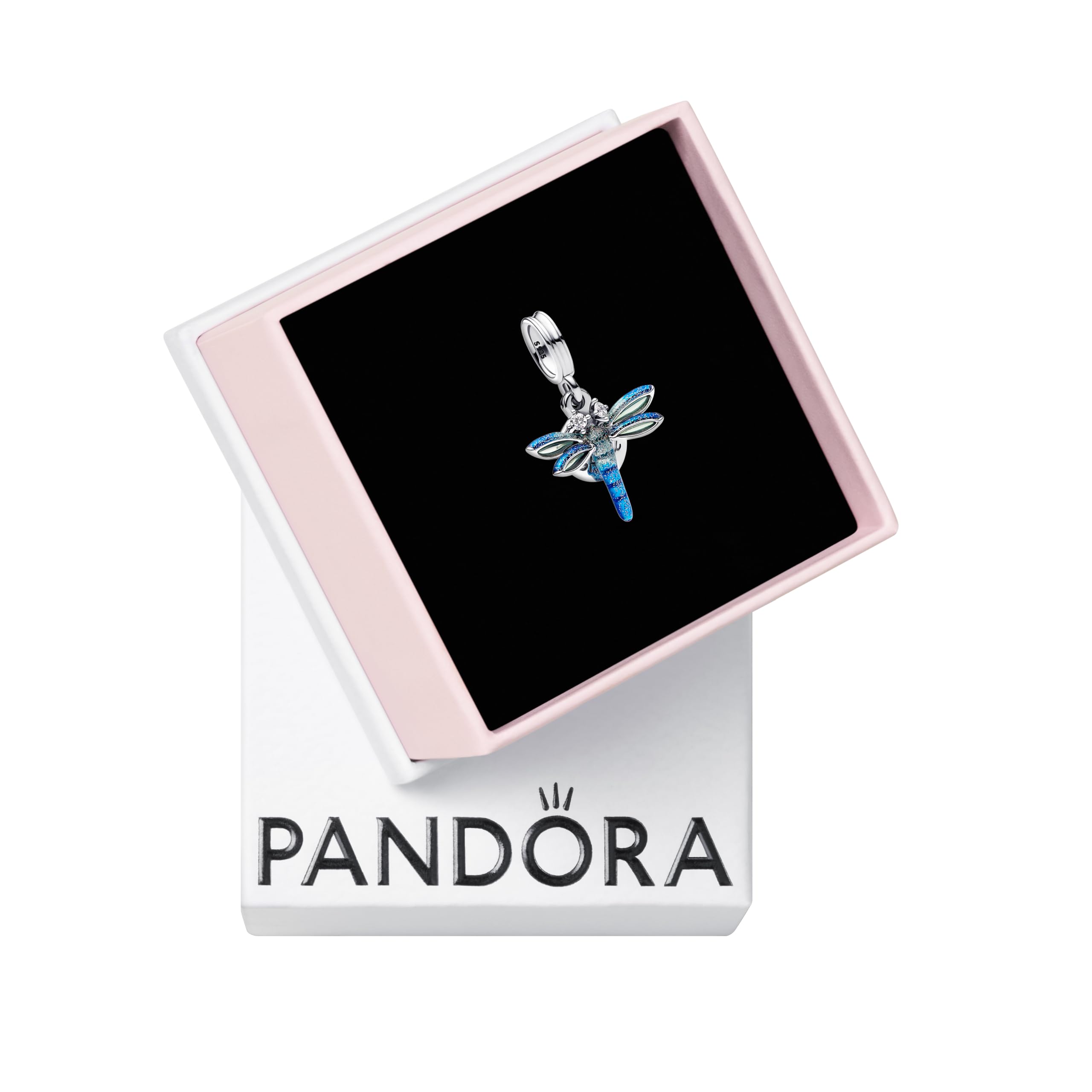 PANDORA Moments 793745C01 - Ciondolo a forma di libellula in argento sterling con zirconi, compatibile Moments e ME Braccialetti, 4,6x14,7x16,1 mm, Argento sterling, Zirconia cubica