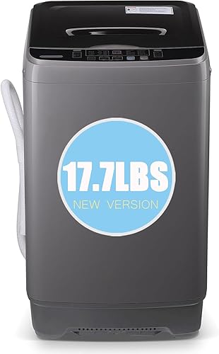Lavadora, Lavadora, 17.7 libras, Apartamento Dormitorios, Lavadora Compacta Portátil Gris, Pantalla LED, 8 Niveles de Agua, 10 Programas de Lavado,