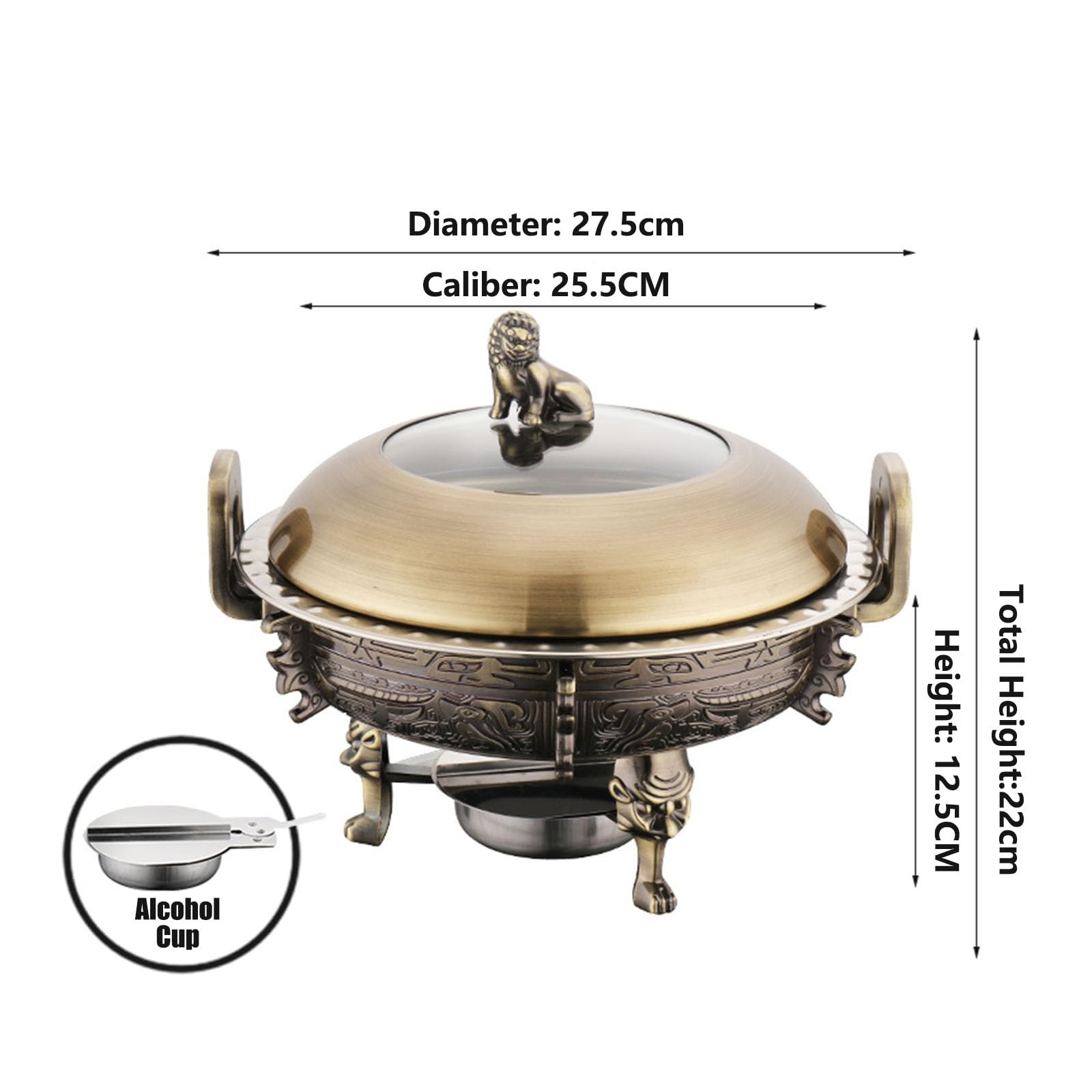 Set di scaldavivande rotondo da buffet, in acciaio inox, resistente, per cucina, feste, catering, matrimoni ed eventi, ideale per buffet