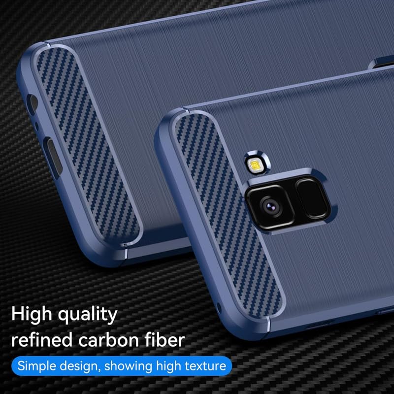 Image of NPRC Hybrid Ultra Slim Protective Case TPU Non-Slip Carbon Fiber Texture Shockproof Case Cover for Samsung Galaxy A8 2018 - Blue