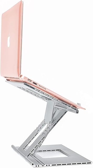Laptop Stand Adjustable with Anti-skip Hook, Ergonomic Aluminum Computer Stand for Desk, Ventilated Multi-Angle Laptop Riser Compatible for Ipad/Tablet/Macbook Pro/Lenovo/Samsung/Dell/Acer 10-17 inch