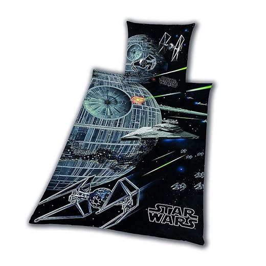 Star Wars 8 Death Star Rey Finn Tico Yoda Bettwäsche glatt 135x200 cm