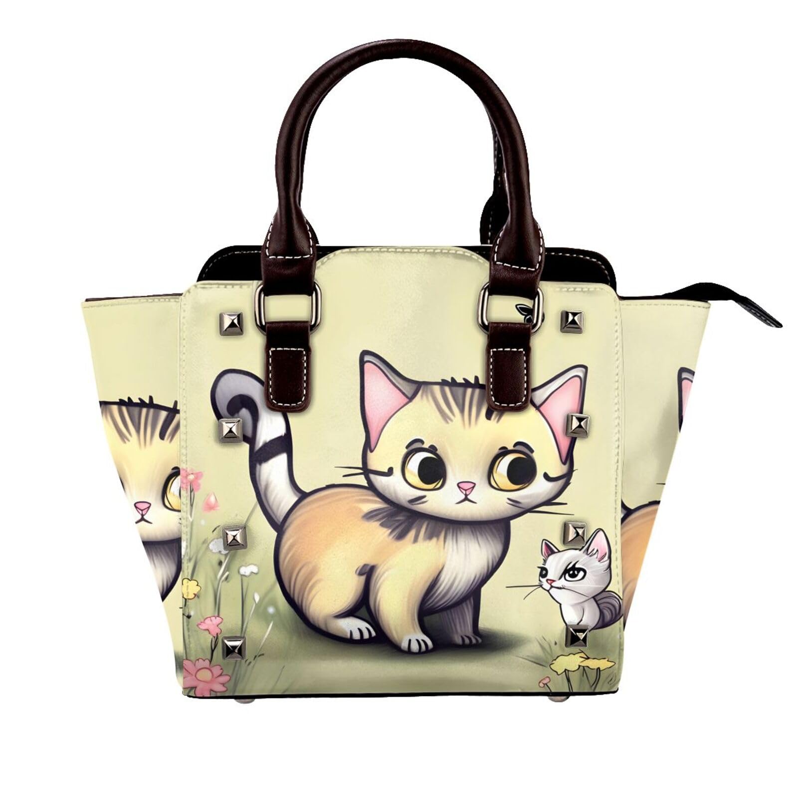 Coral Fish - Bolso de hombro con asa superior para mujer, con remaches, tamaño mediano