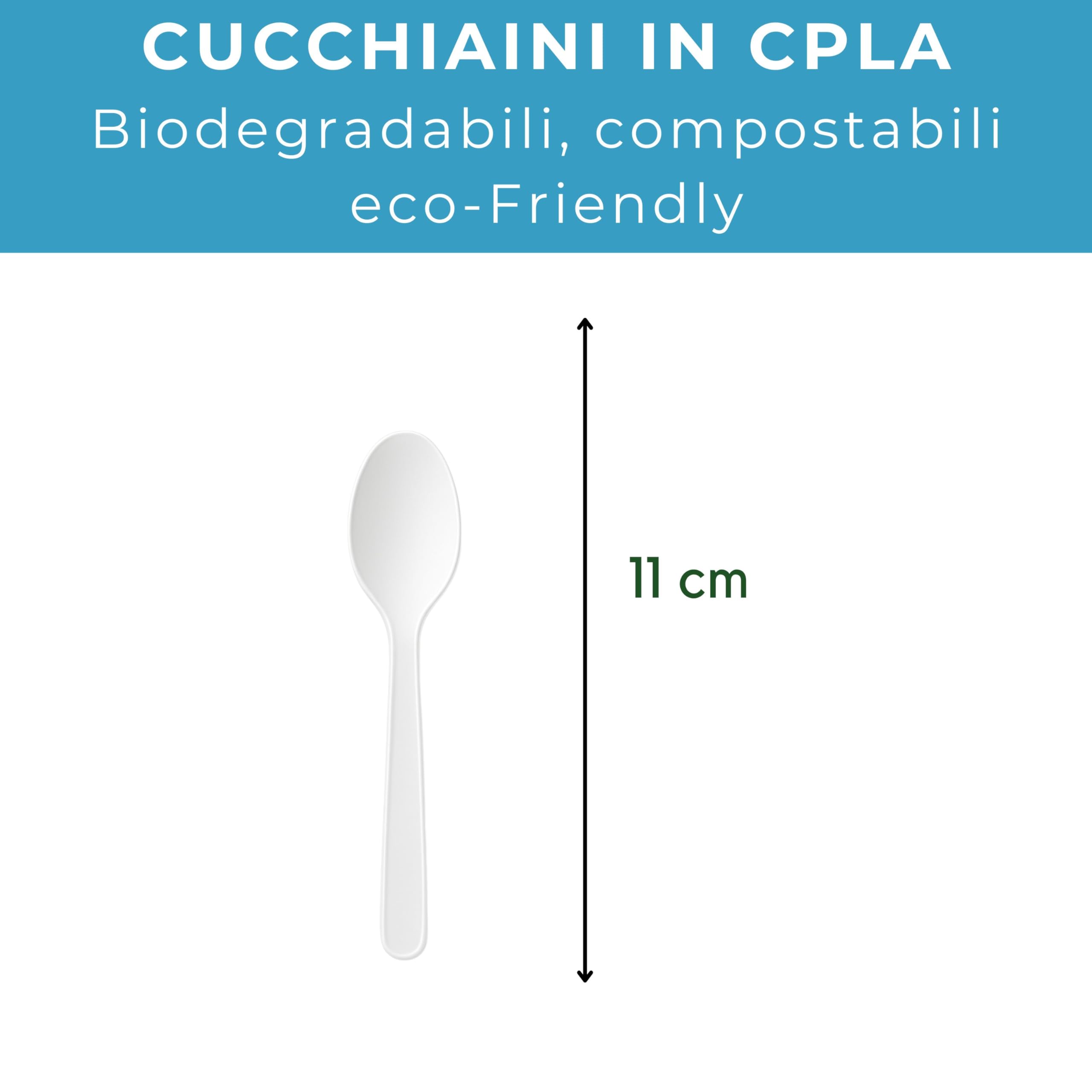 250 Cucchiaini in CPLA Riutilizzabili - Biodegradabili e Ecologici per Catering