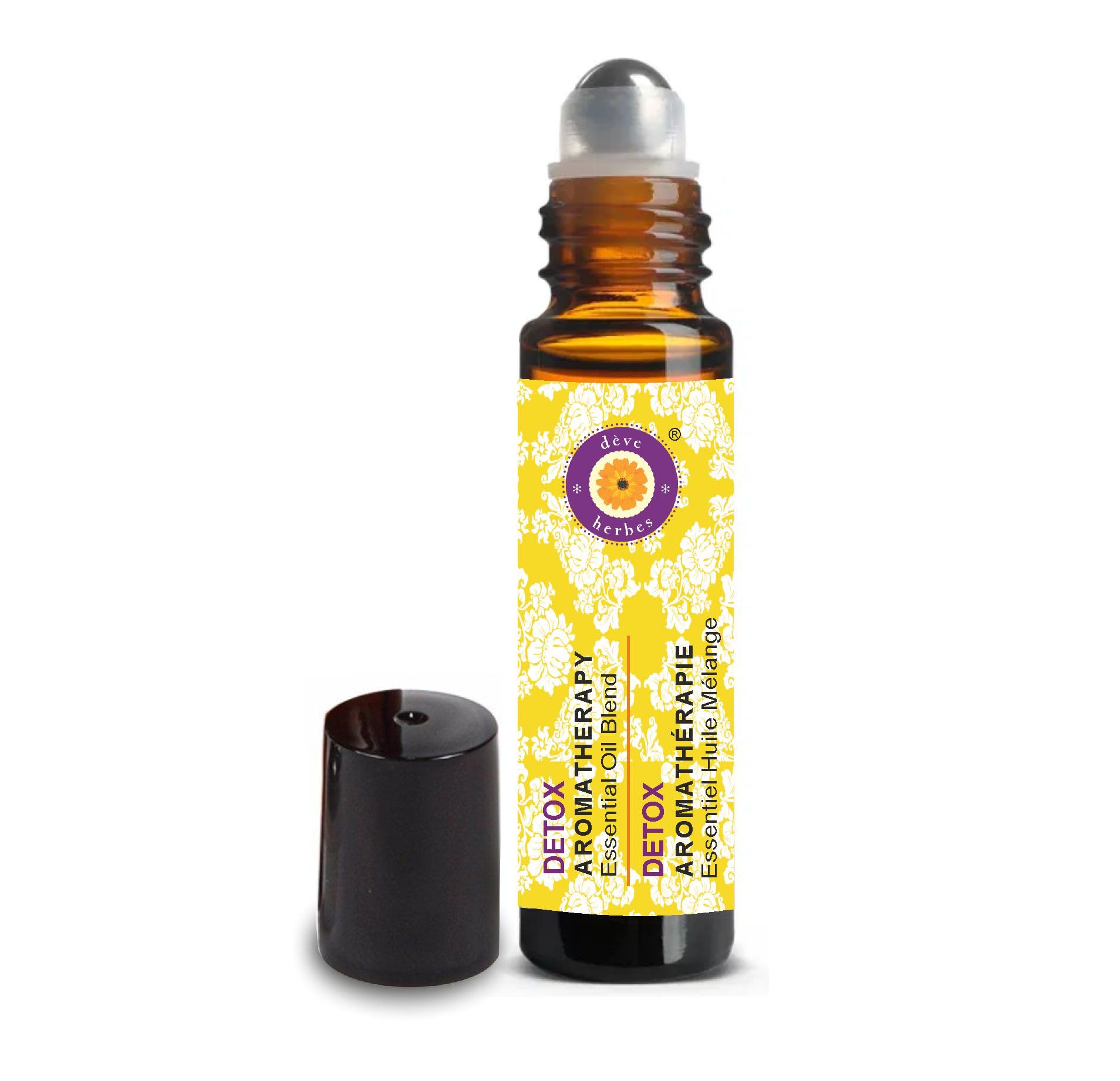 Deve Herbes DETOX - Aromatherapy Essential Oil Blend to detoxify body & mind with Grapefruit, Lemongrass, Fennel Seed, Clary Sage & Cajeput Essential Oils 10ml