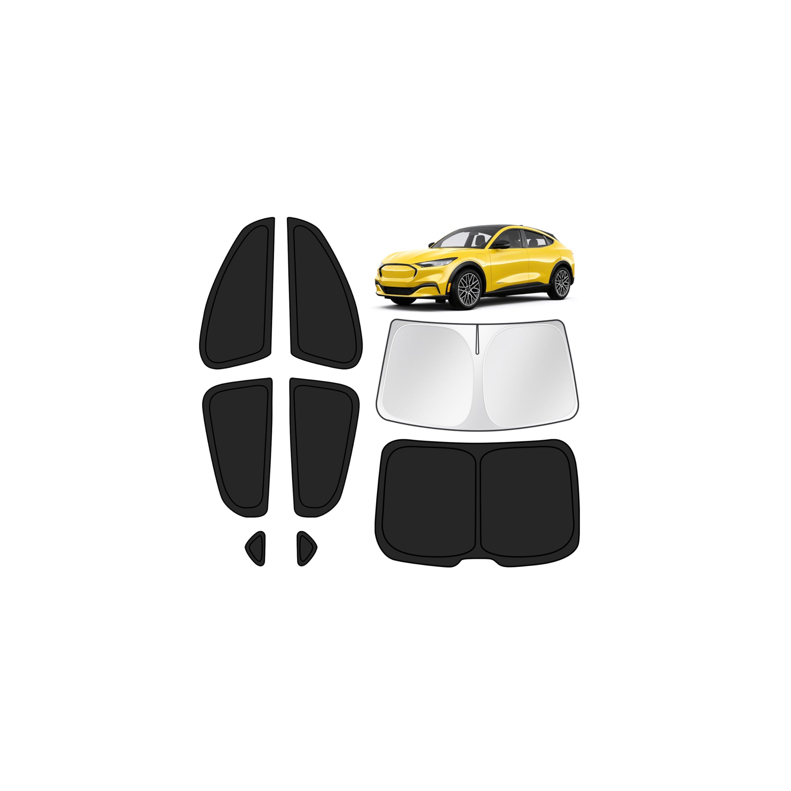 KUST - Cortinillas para ventanillas de coche, juego de 8 piezas, parasol de parabrisas, cubierta de ventanilla lateral y luneta trasera, opacas, bloquean los rayos UV, para privacidad y acampada.
