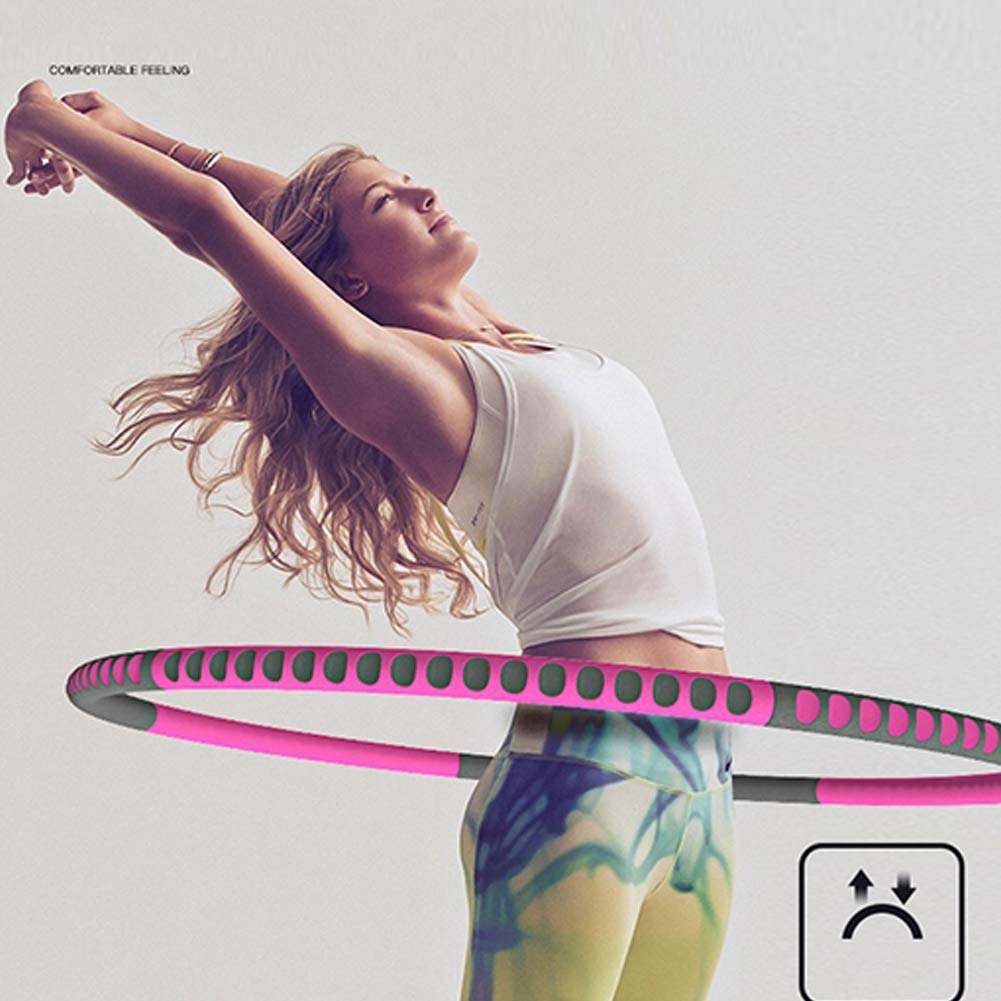 Cerchio di fitness Sfera di massaggio + Hula Hoops for adulti e adolescenti, 2.6kg ponderata fitness Hula Hoop for adulti, rimovibile Schiuma Hula anello, Hoola Hoops Donna Vita Trainer vita sottile S