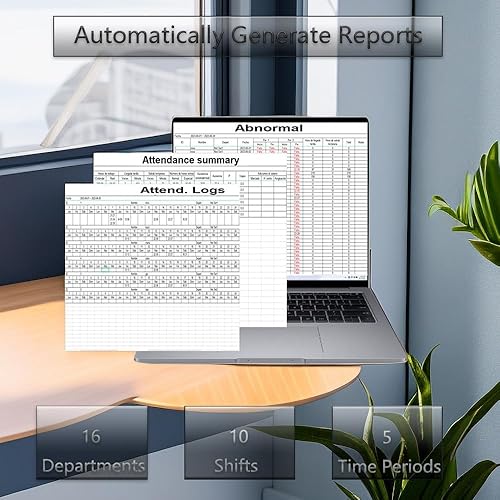 Miniatura 5 de Time Clock,Attendance Machine with Fingerprint,Time Clocks for Employees Small Business,Password Punching in One,2.4 inch TFT Color Screen (Golden)