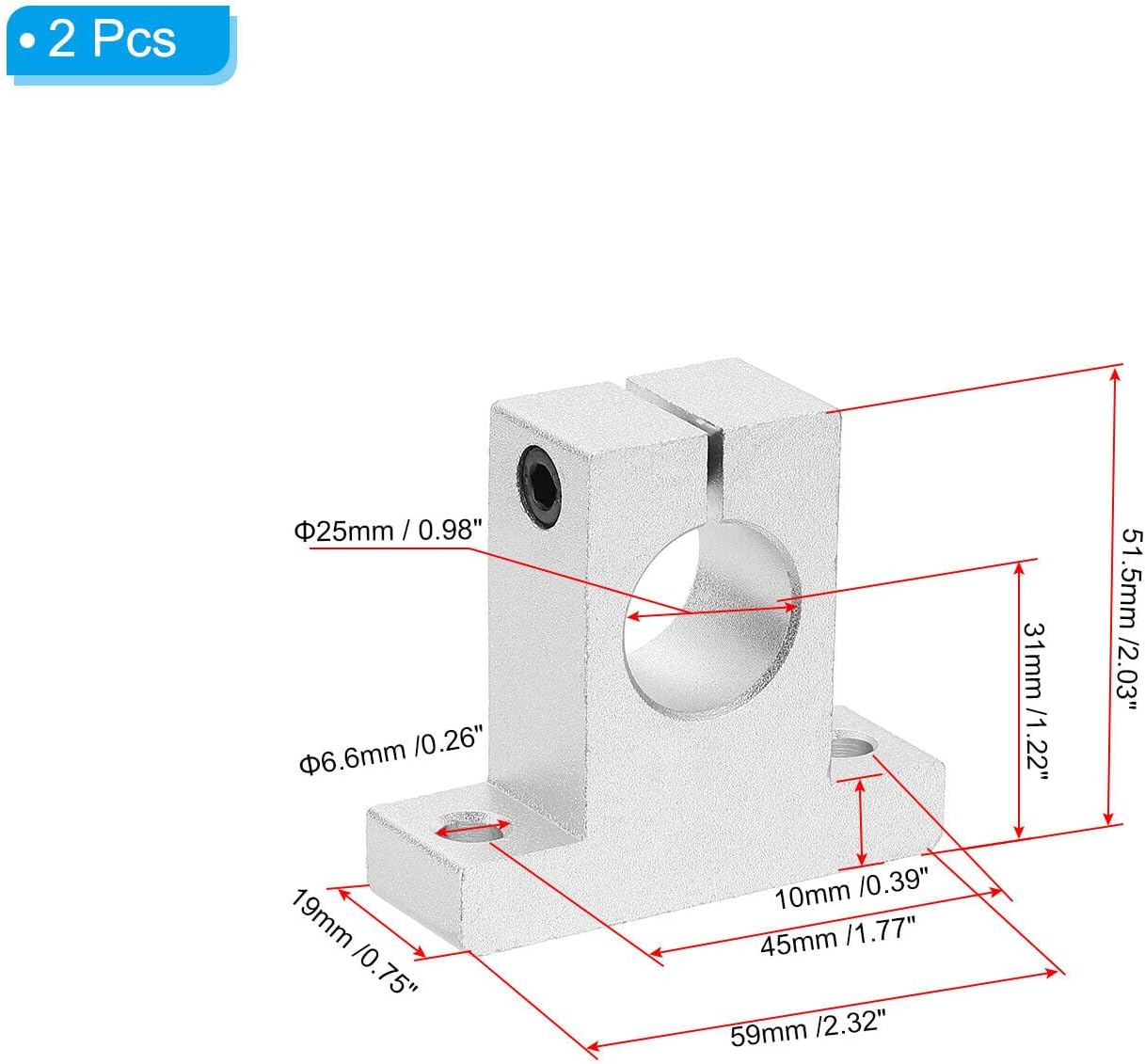 Toolparts And Accessories 2 Pcs SK20 Aluminum Linear Motion Rod Rail Guide Support For 20mm Dia Shaft (#CN#130824-06635)