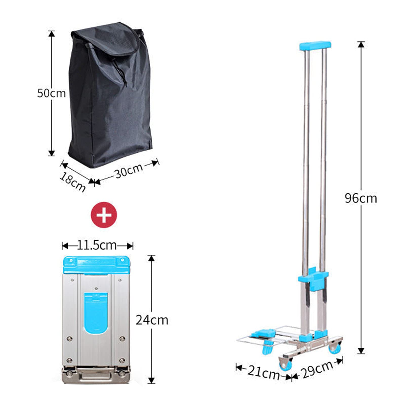 Mini Carrello della Spesa Pieghevole Completo 24 * 11,5 * 3,5 Cm Mini Carrello di Utilità Pieghevole 890G Carrello Ultraleggero per La Spesa Portatile,B2