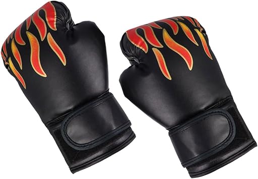 Adult Boxing for Training and Sparring, Flame Black Half-Finger Kickboxing with Enhanced Hand Protection, Thickened Punching Mitts for Muay Thai and Sports