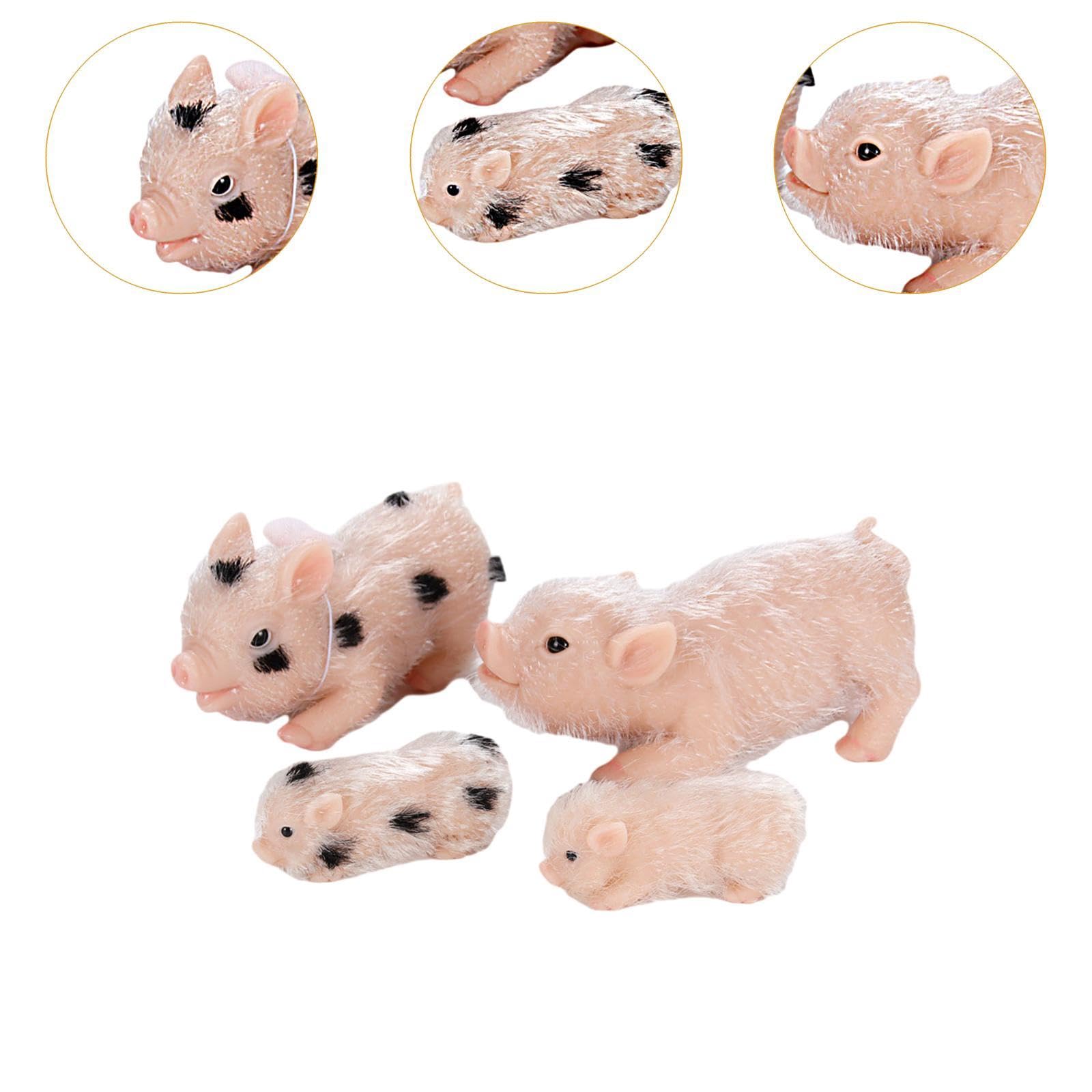 Juego de Juguetes de Cerdo de Silicona para Granja, Accesorios Fotográficos únicos, Muñeco de Cerdo, Muñeco de Cerdito Bebé para Niño, 4 Piezas