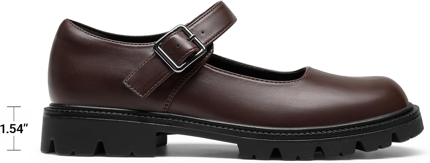 DREAM PAIRS Women's Chunky Mary Jane Flats image 4