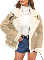 ChiaoLezhee Women's Oversized Faux Suede Sherpa Lined Jacket Fur Lapel Coat Warm Winter Trendy Outerwear