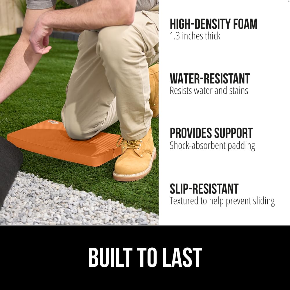 GORILLA GRIP Knee Pads, One Size, Orange and Kneeling Pad, 17.5x11, Orange Bundle