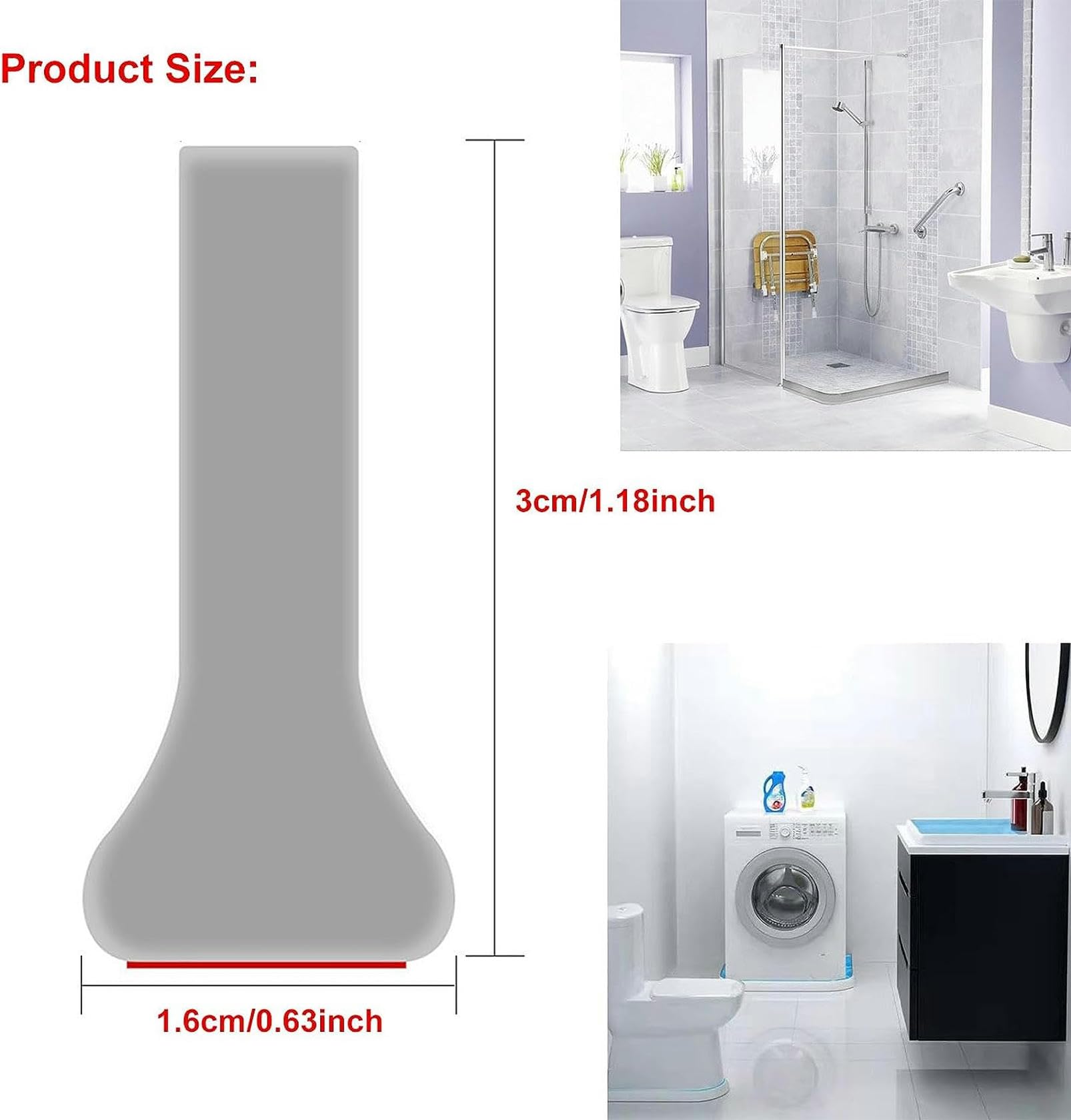 Barrera Autoadhesiva de Ducha y Bañeras sin Mamparas | Lamina de Goma de Silicona Vierteaguas Flexible, Umbral de Agua y Protector de Muebles de Baño
