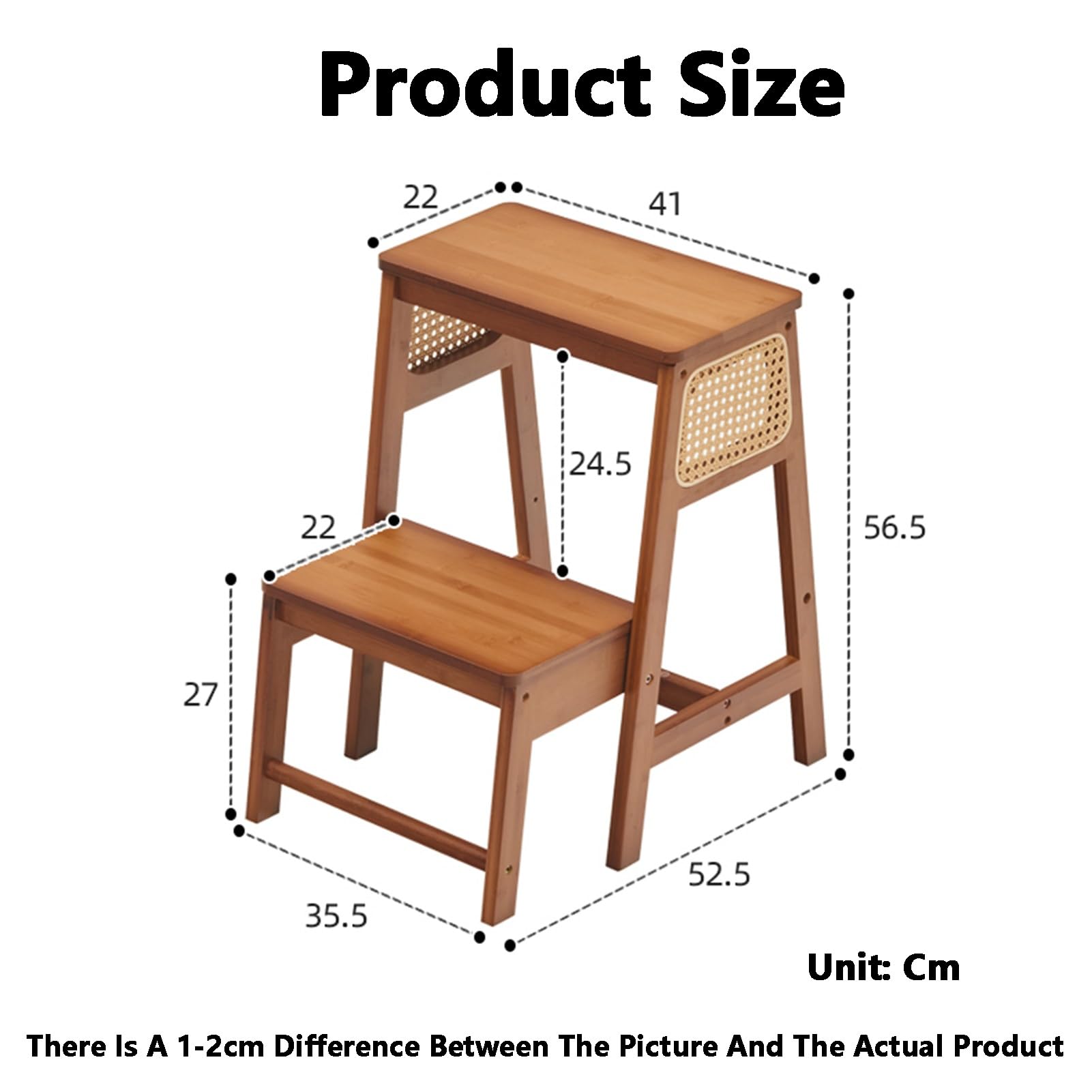 2-Stufen-Hocker, wendbarer Bambus-Küchen-Stehturm, for Badezimmer, Waschbecken, Küchentheke, Schlafzimmer, kann ca. 100 kg tragen(Color2)