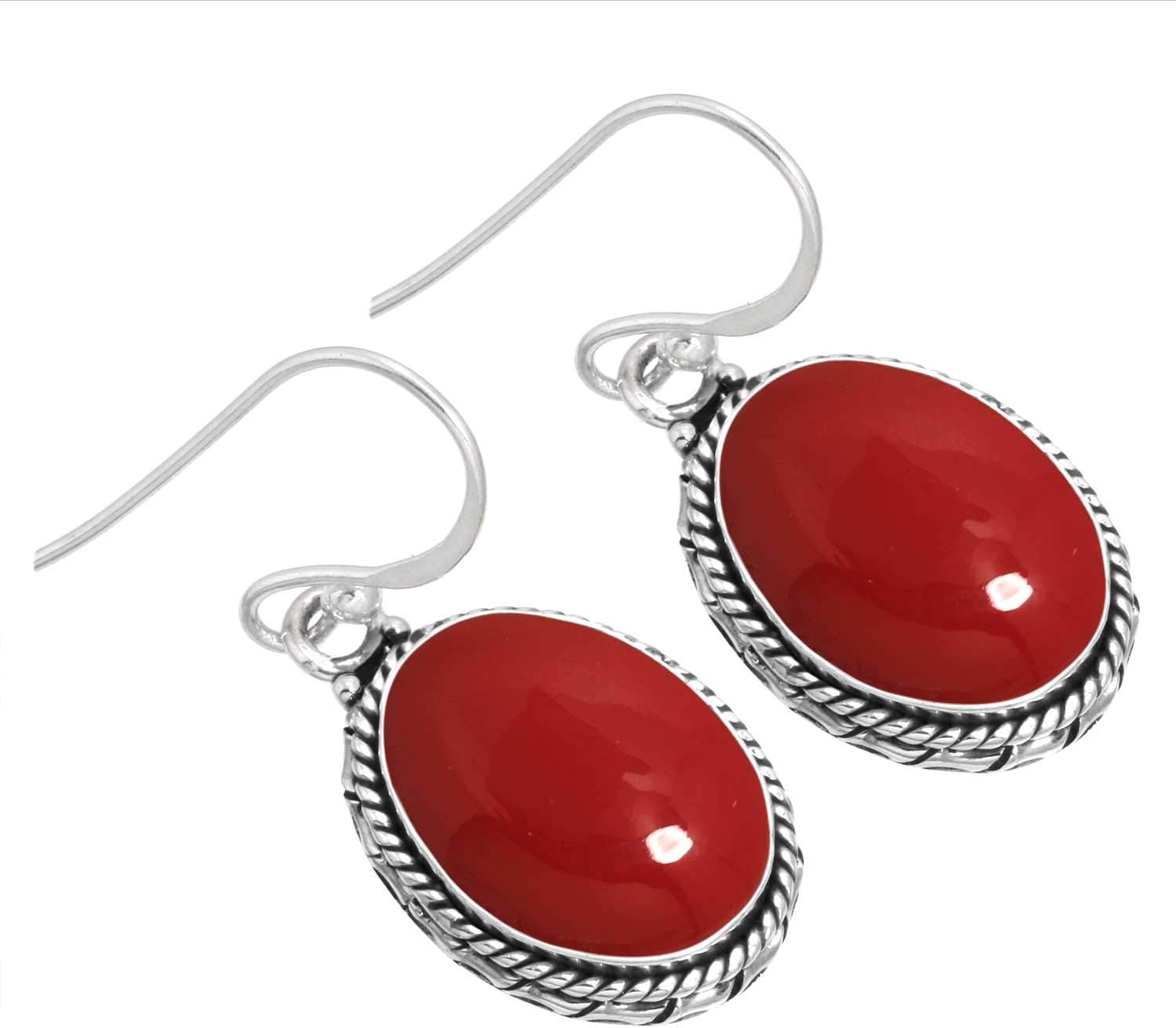 Amber, Onyx, Lapis, Moonstone Oval Handmade Drop Dangle Earring Genuine 925 Sterling Silver Boho Natural Gemstone Jewelry For Women
