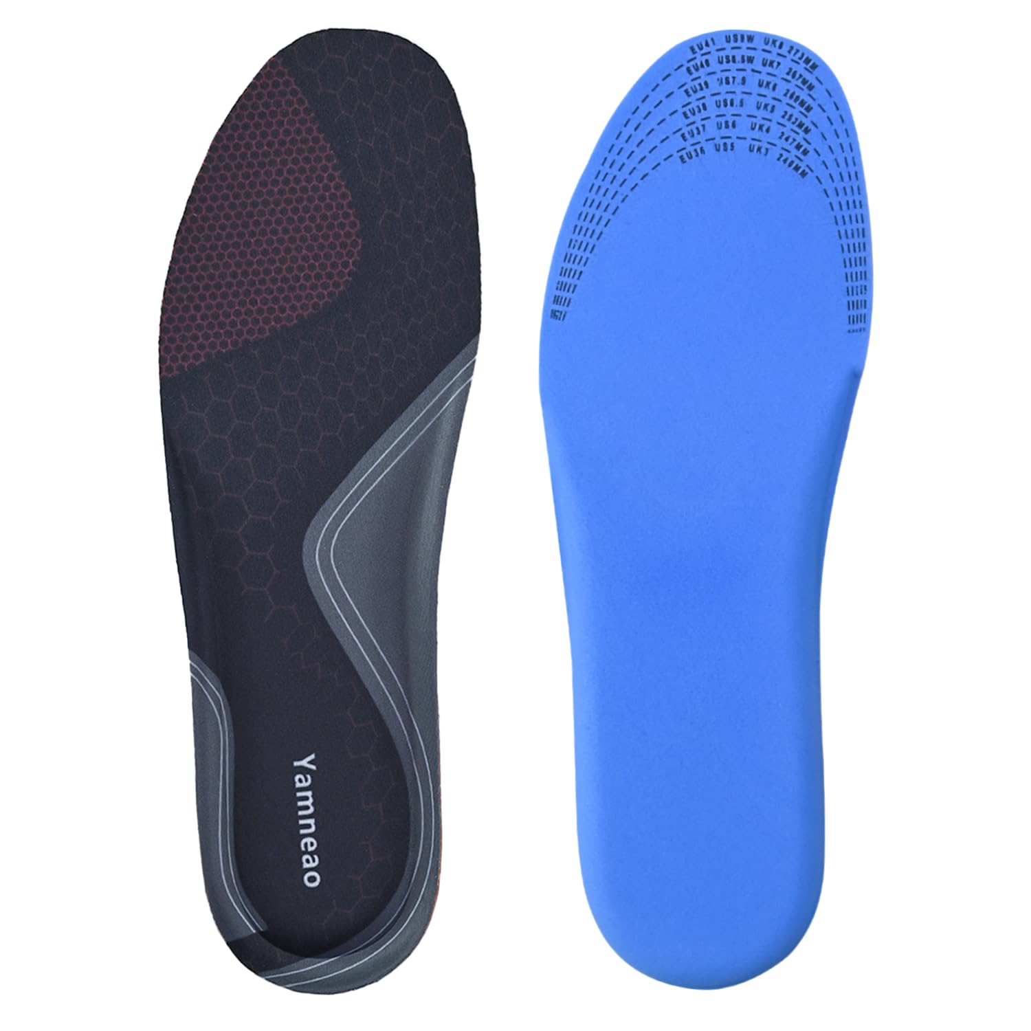 Yamneao Solette Memory Foam Donna Uomo - Inserti per Scarpe Regolabile alla Misura, Comfort Ammortizzanti, Soletta Scarpe per Sportive Stivali Lavoro e Scarpe da Trekking, Nero Donna