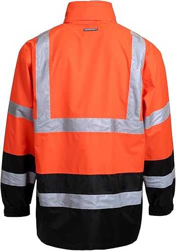 Miniatura 3 de JORESTECH Conjunto de lluvia de seguridad, reflectante, alta visibilidad, amarillo y negro, JK-03pantalones lima, ANSI 150D, pantalones resistentes