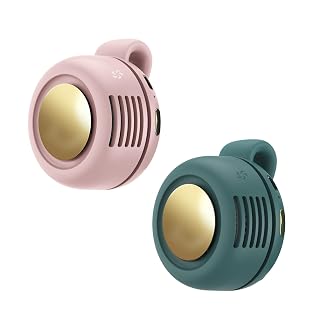 Portable Clip-On Fan, Mini USB Rechargeable 360° Rotatable Fan, 3-Speed Silent Mini Bladeless Fans (Pink and green) - Amazon product rated Grade A