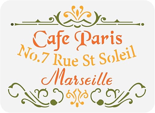 FINGERINSPIRE Classic Cafe Paris - Plantillas de pintura de 11.7 x 8.3 pulgadas, plantillas francesas de plástico, plantillas de dibujo, decoración