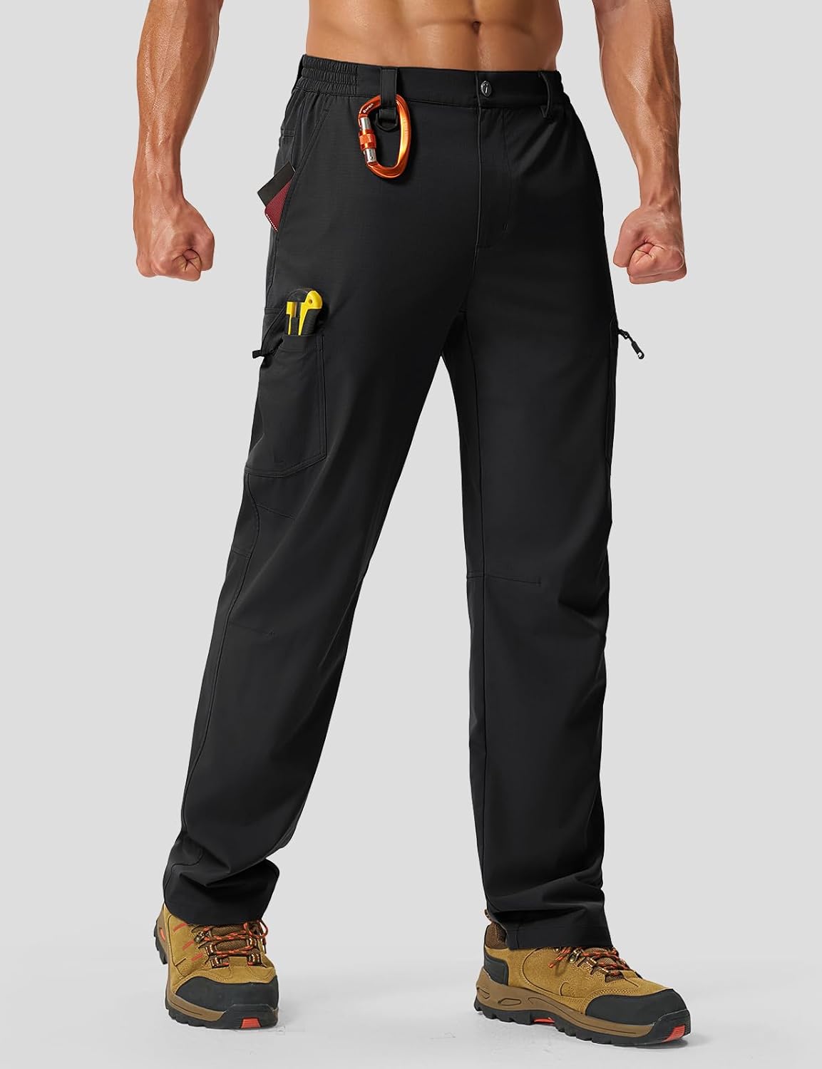 Rdruko Men's Hiking Pants Lightweight Quick Dry Water Resistant Work Outdoor Pants with 5 Pockets