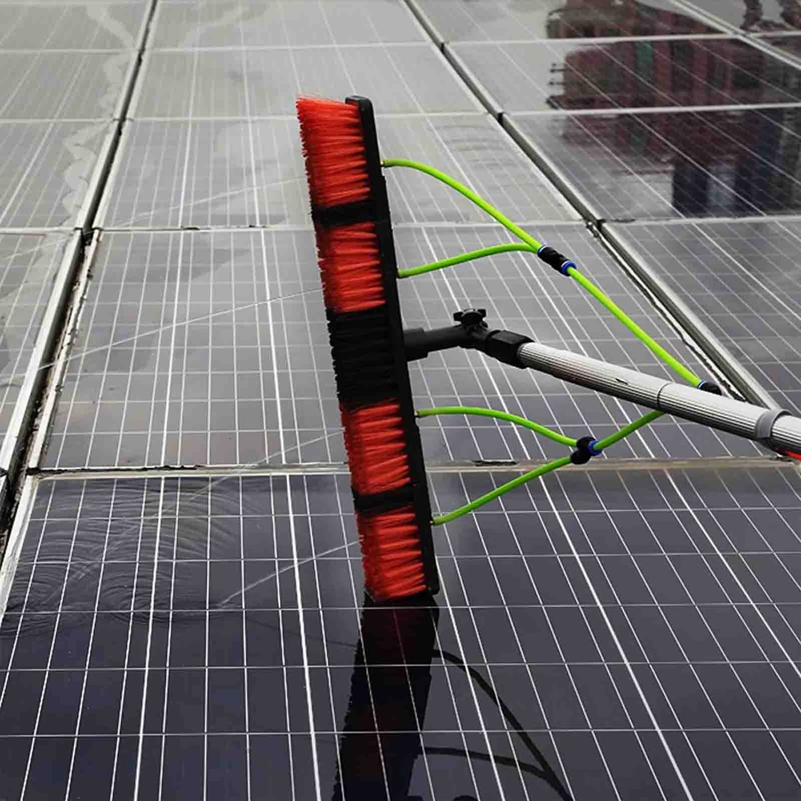 Teles - Kit de cepillo de limpieza de ventanas de 12 m para panel solar y limpieza fotovoltaica retráctil con cabezal de cepillo de 30 cm, fácil y eficiente