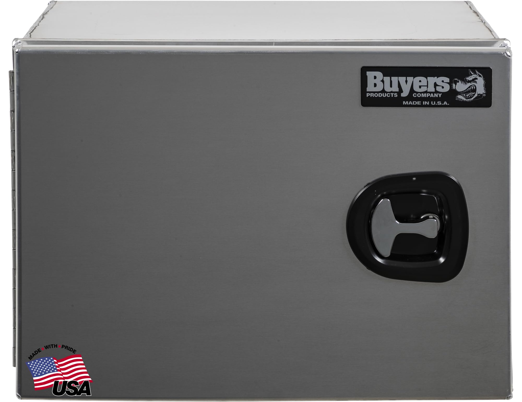 Buyers Products 1705401 Pro Series 18x18x24 Smooth Aluminum Underbody Truck Tool Box, Single Barn Door, Compression Latch, 0.125 in Thick, Rain Gutter &amp; Bulb Seal, Bolt-On Stainless Hinge