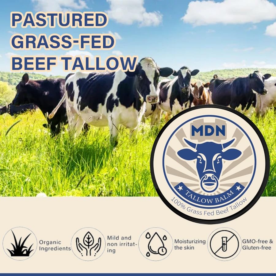 Miniatura 5 de MDN Bálsamo orgánico de sarga de ternera alimentada con pasto con aceite de oliva para el cuidado de la piel, hidratante multiusos que crea una piel