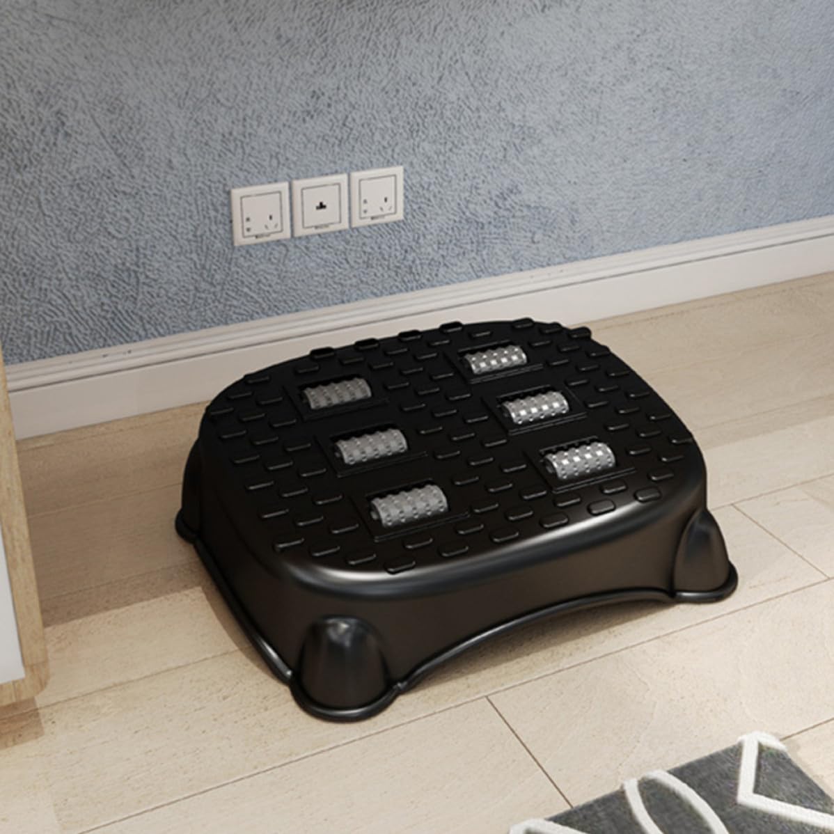GALPADA Negro Reposapiés Sencillo de Plástico para Oficina y Casa