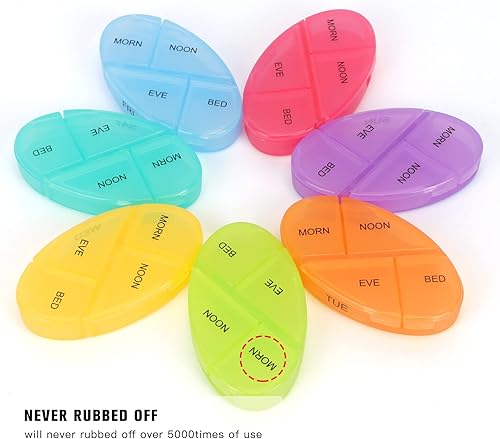 Miniatura 5 de Organizador semanal de pastillas de 7 días, organizador de medicamentos, organizador diario de pastilleros, pequeño pastillero con diseño extraíble