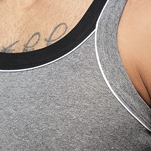Image of sporto Men's Round Neck Solid Vest, 100% Super Combed Cotton, Ultra Light, Sleeveless - Combo Pack
