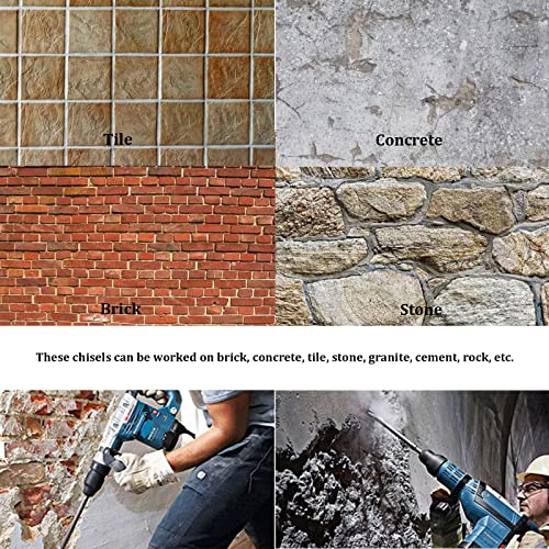 Concrete Sds Plus Chisel Bit Set High Carbon Steel Masonry Concrete Chisel Drill Bits With Point Flat Groove Chisel For Hammer Drill 5-9/10~3 In 6Pcs #TOP6