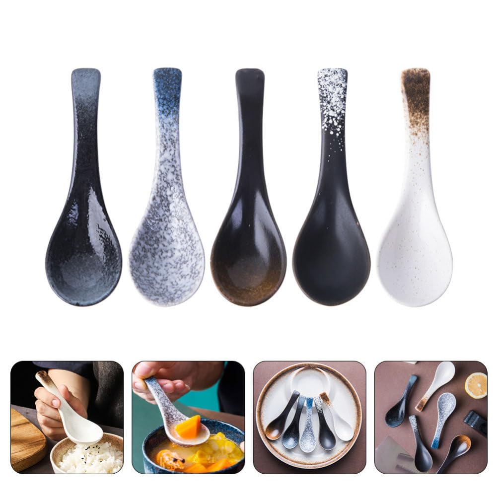 UPKOCH 10piezas Cucharas De Japonesas De Cerámica Para y Arroz Decoración Para Cocina y