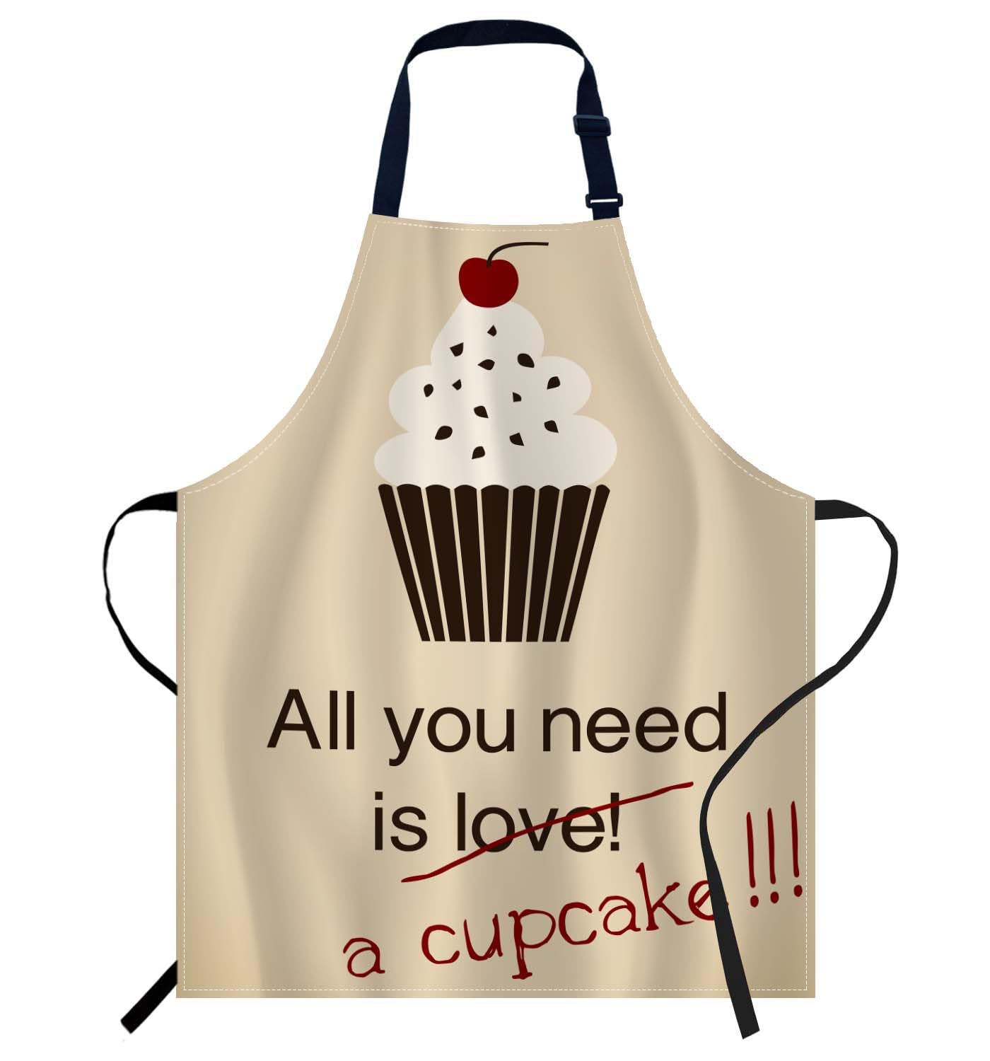 Smooffly All You Need is a Cupcake Apron Adjustable Bib Chef Aprons Cooking Apron Unisex Women Men Aprons Perfect for Home Kitchen Baking