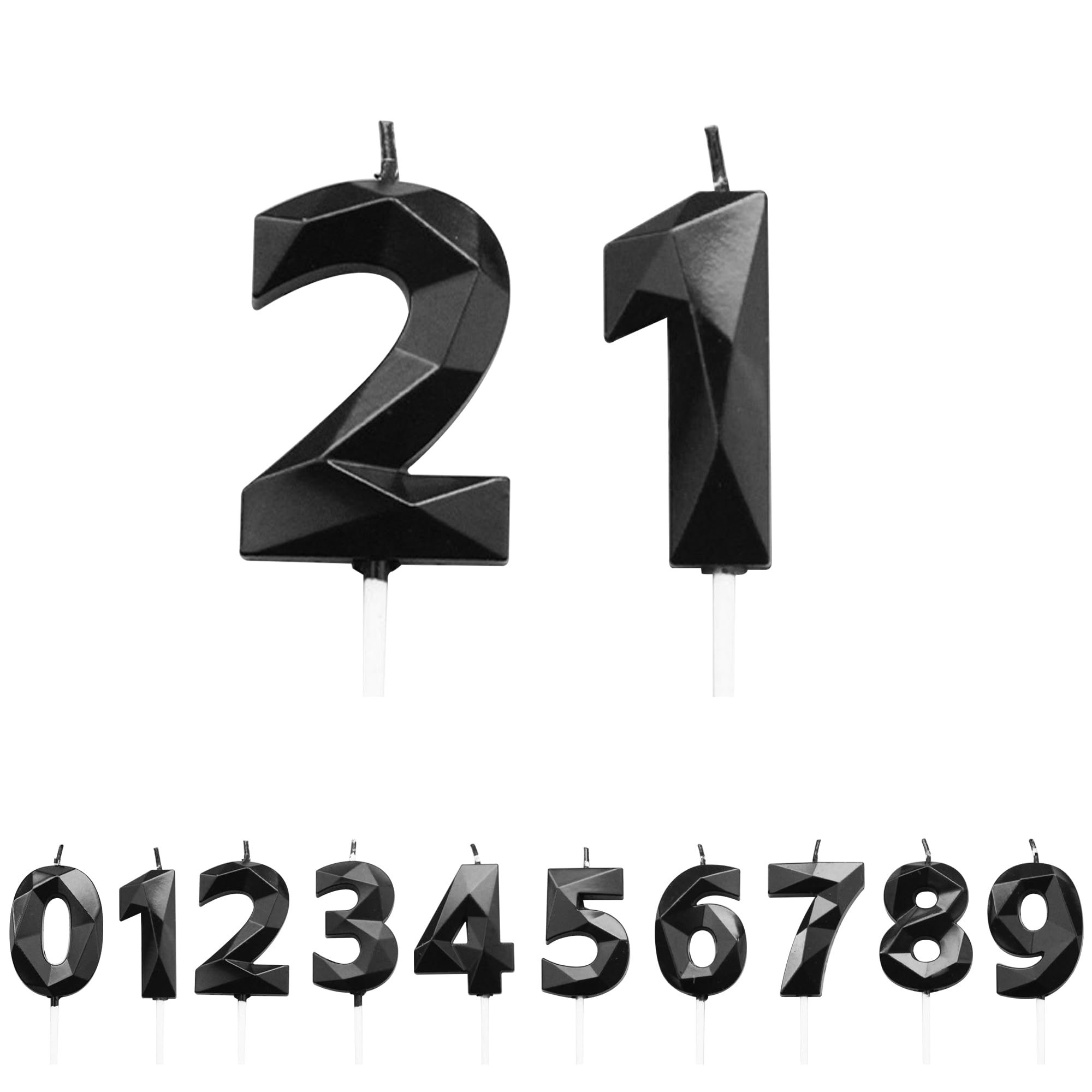 Fuzvol Black Birthday Cake Candles, Number 21 Candle,Cake Topper Decorations