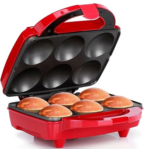 Maquina de hacer cupcakes de Holstein Housewares HF-09013E - divertida máquina de cupcakes - verde azulado., Rojo/acero inoxidable Rojo/acero
