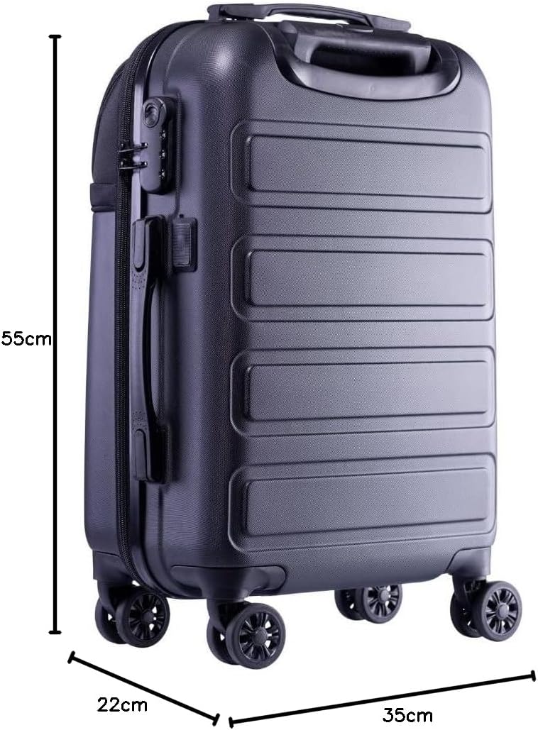 Gshield Mala de Viagem Armor em ABS com Bolso Rodinhas 360º Leve e Resistente (Preta, Mala de Bordo - 33 Litros)