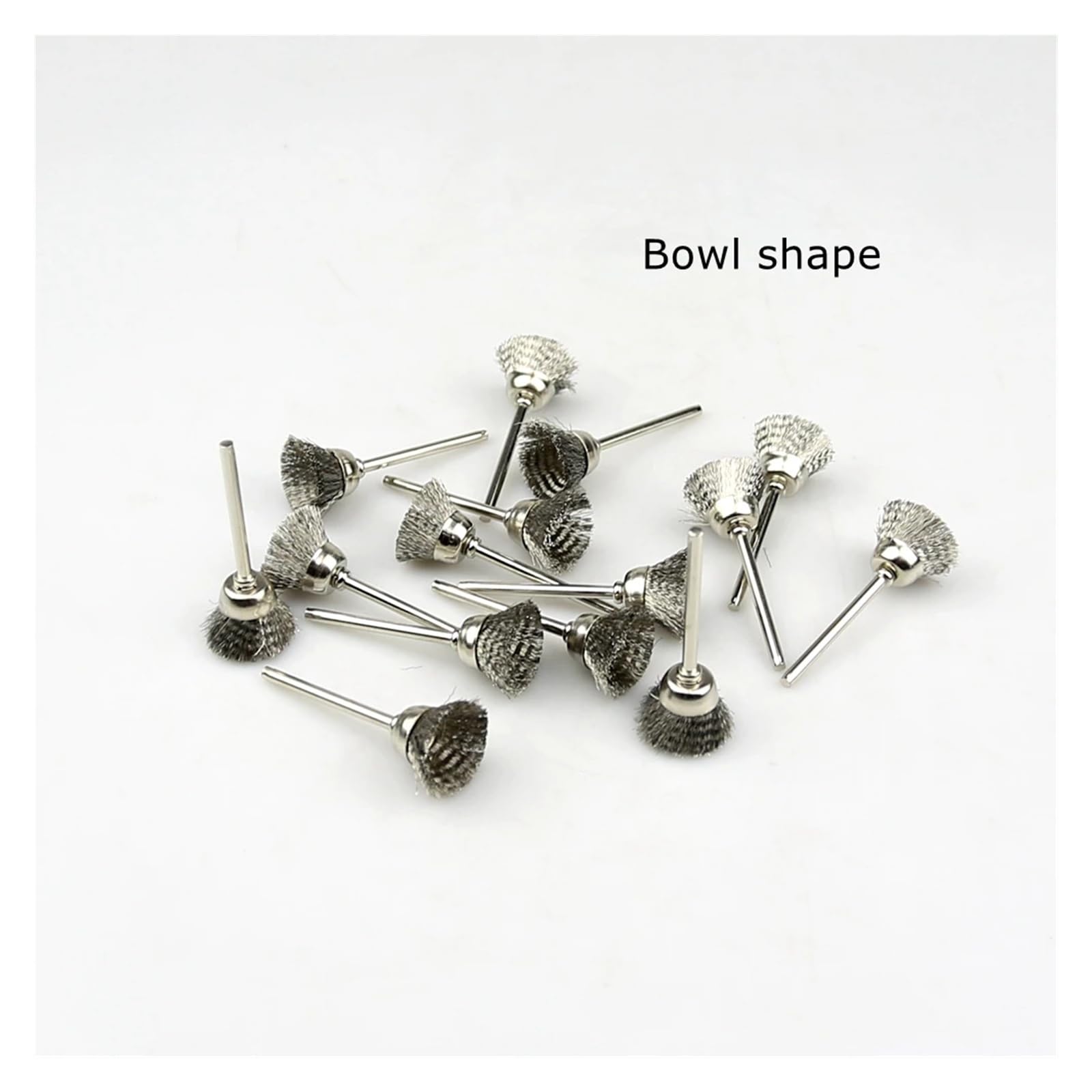 100 sztuk miniaturowych szczotek drucianych z trzonkiem 3 mm(Bowl Shape)