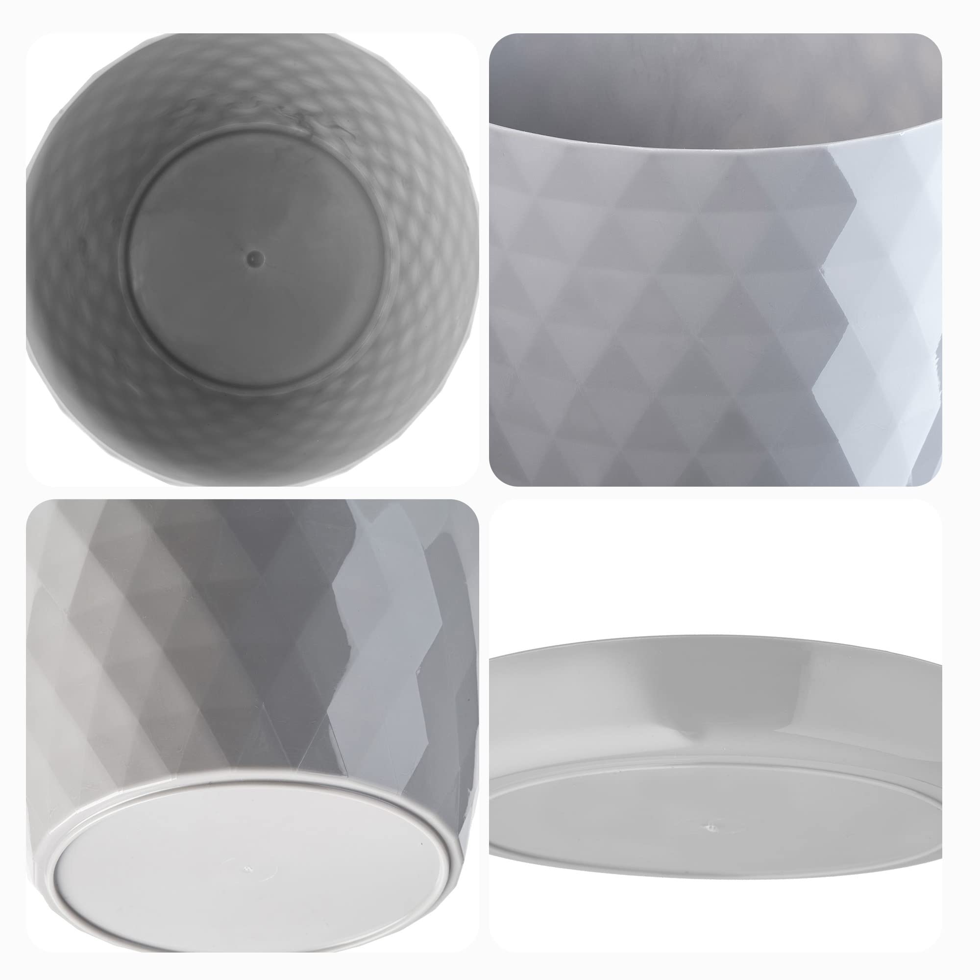KADAX Pot de Fleurs en Plastique avec Soucoupe, Pot de Plante pour Une Décoration Florale Moderne dans l'espace Interieur (Lot de 3 : Gris, 25 cm)