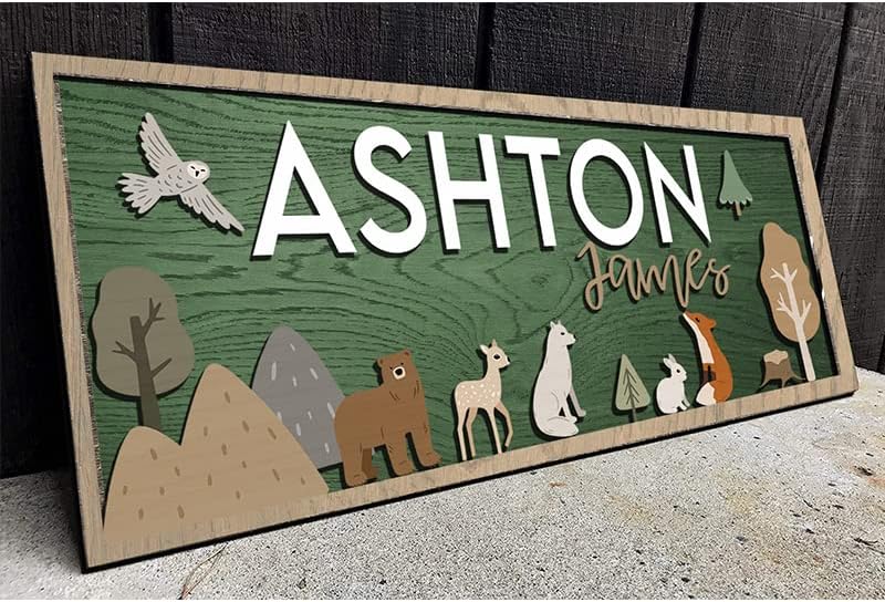 Personalized Woodland Animal Nursery Decor, Woodland Nursery Signs, Baby Woodland Theme, Name Sign for Nursery, A7