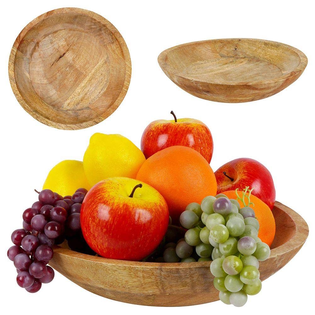 Vilde Bol à fruits, Coupelle en Bois, Bol de Service, 30 x 6,5 cm