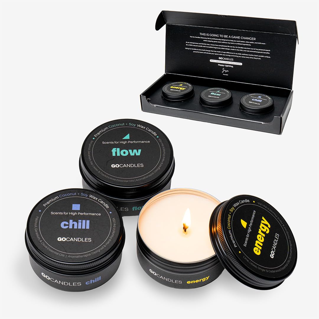 Go Candles Premium Duftkerzen Geschenkset | 3 Aromatherapie-Kerzen | Natürliches Kokosnuss-Sojawachs | Sauberes Abbrennen | Handgegossen in den USA | Luxuriöser Raumduft | Zitrus-, Kräuter- und