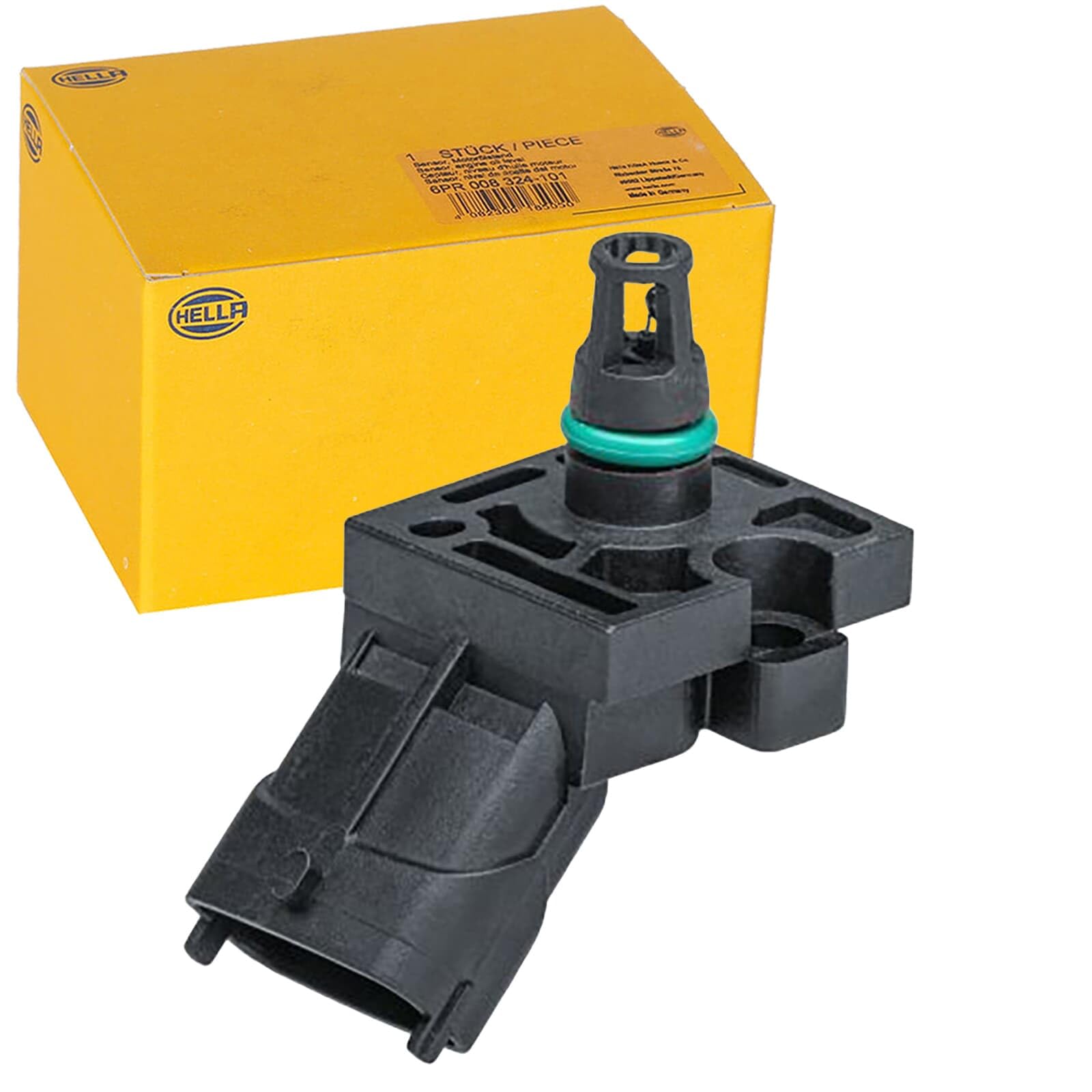 HELLA 6PP 009 403-131 Sensor, Ladedruck - 4-polig - geschraubt - mit Dichtung | 6PP 009 403-131 passend für C30 C70 S40 S60 S80