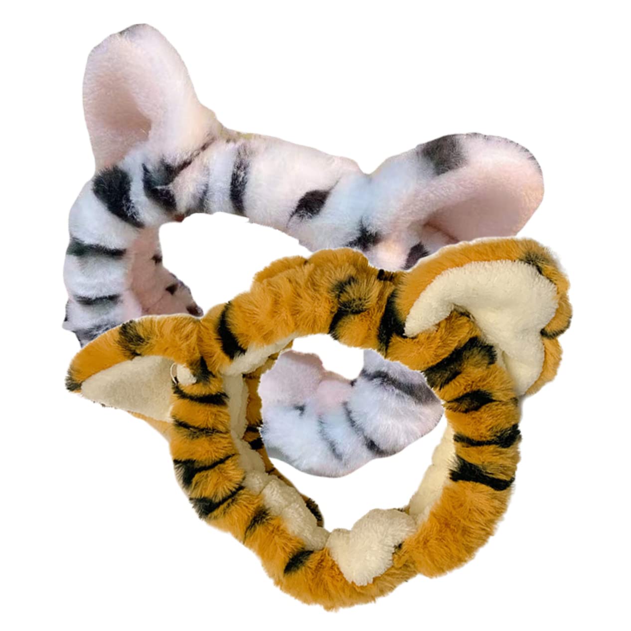 FRCOLOR 8pezzi Fascia Elastico Per Peluche Orecchie Di Tigre Per Lavaggio Viso e Trucco Accessori Per Femminili