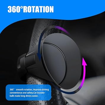 Pack-1 Car Steering Wheel Assist Ball, Anti-slip Waterproof Vehicle Steering Wheel Booster Replacement, Universal Automotive Steering Wheel Spinner Accessories for Truck SUV Car (Black)